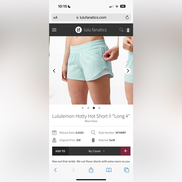 Lululemon Blue Shorts - Picture 7 of 7